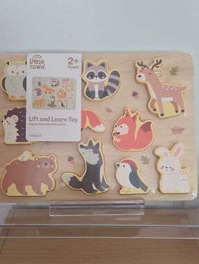 Lift & Learn Woodland Puzzle - Pink, Brown, White, NWT Ages 2+